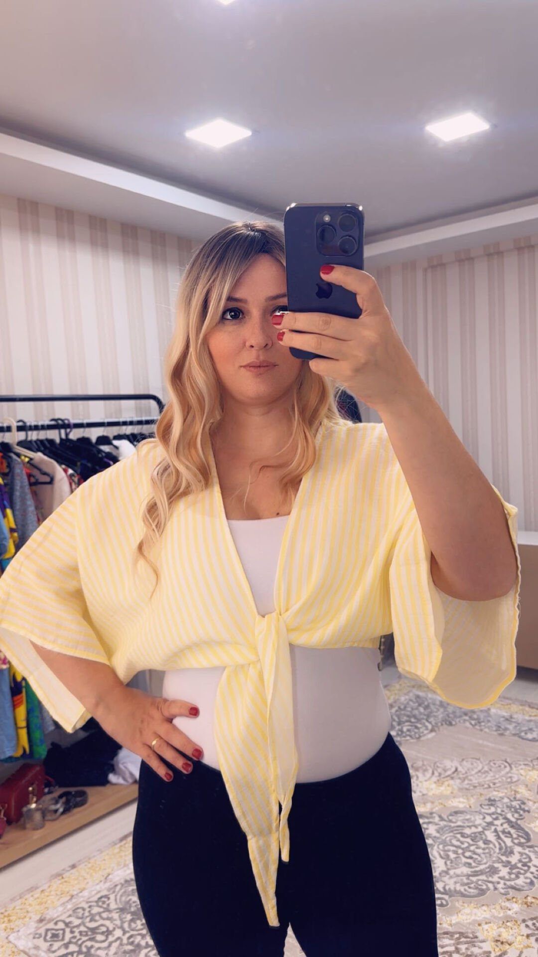 çizgili bağlamalı gömlek