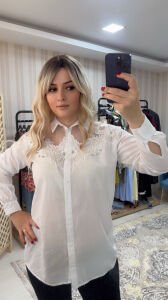 beyaz dantel gömlek