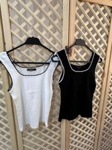 BEYAZ KALIN ASKILI STANDART BLUZ