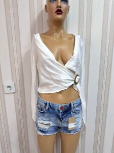 lastik kol önden bağlamalı bluz