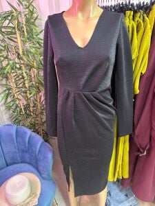 siyah pırıltılı elbise