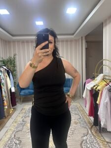 TEK ASKILI BLUZ SİYAH