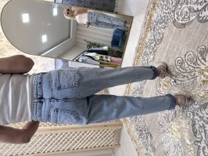 Çiçekli mavi jean
