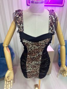 leopar mini elbise