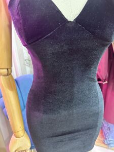 siyah kadife mini elbise