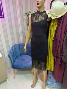 PREMİUM SİYAH GECE ELBİSESİ