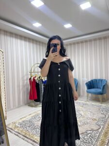 MADONNA YAKA UZUN ELBİSE