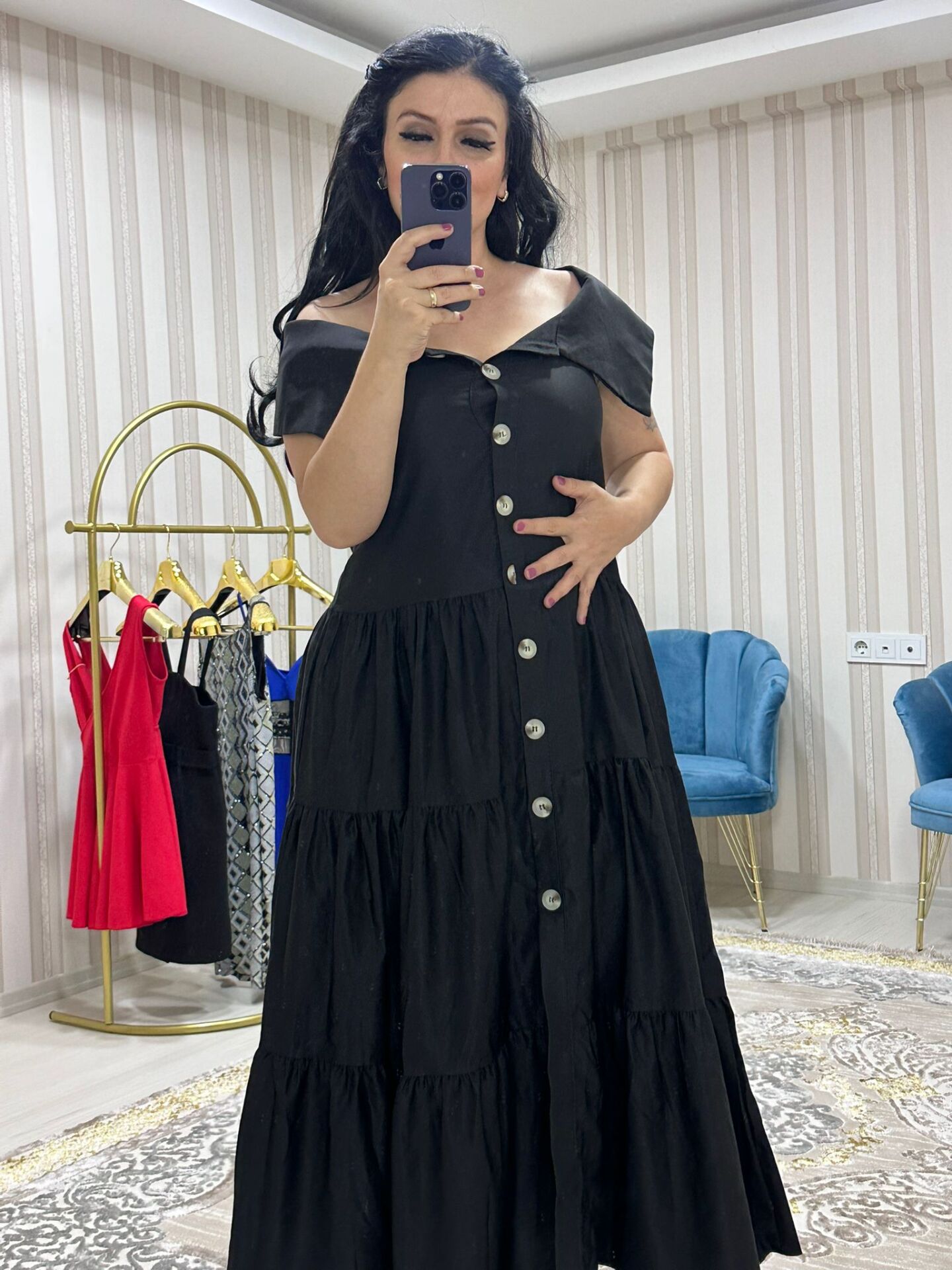 MADONNA YAKA UZUN ELBİSE