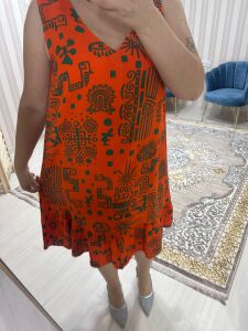 TURUNCU OTANTİK ELBİSE