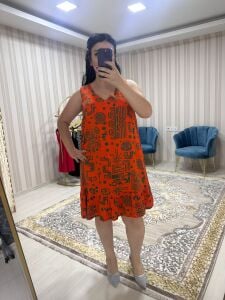 TURUNCU OTANTİK ELBİSE