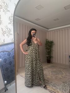 LEOPAR TEK KOL ELBİSE