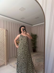 LEOPAR TEK KOL ELBİSE