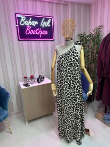 LEOPAR TEK KOL ELBİSE