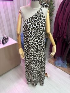 LEOPAR TEK KOL ELBİSE
