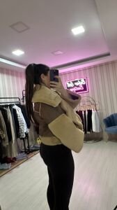 PELUŞ YAKA MONT CAMEL BEJ