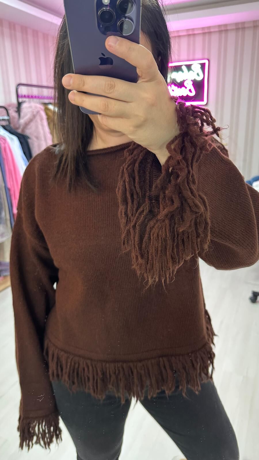 KAHVE PÜSKÜLLÜ KAZAK