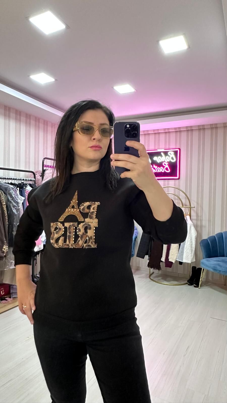 PELUŞ LEOPARLI SWEAT