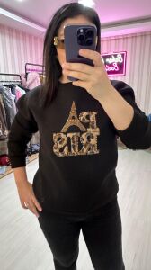 PELUŞ LEOPARLI SWEAT