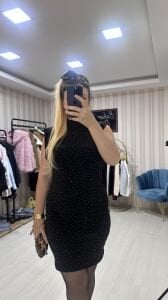 SİYAH IŞILTILI ELBİSE