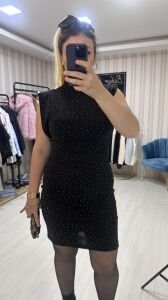 SİYAH IŞILTILI ELBİSE