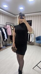 SİYAH IŞILTILI ELBİSE